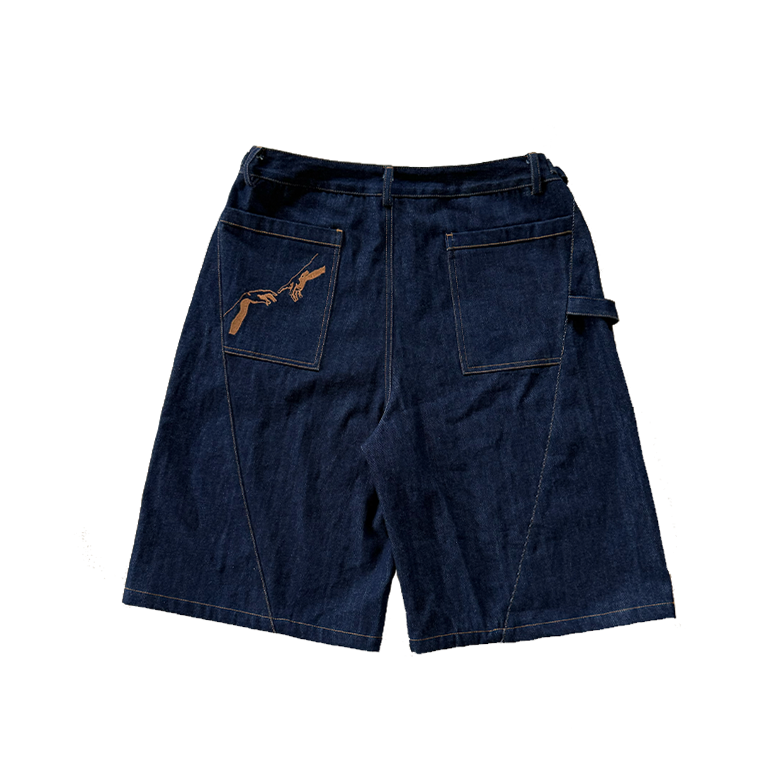 Gold Stitch Denim Shorts