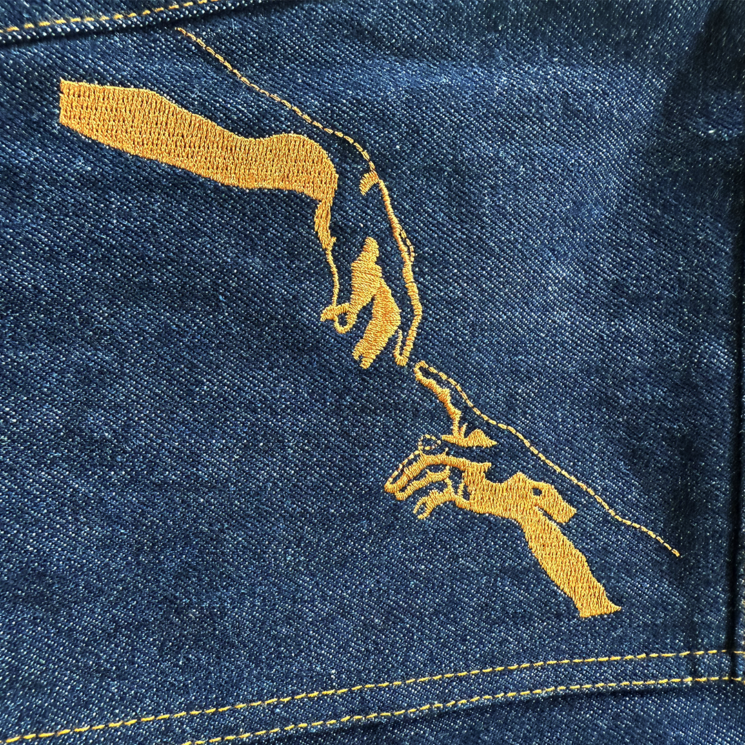 Gold Stitch Denim Shorts